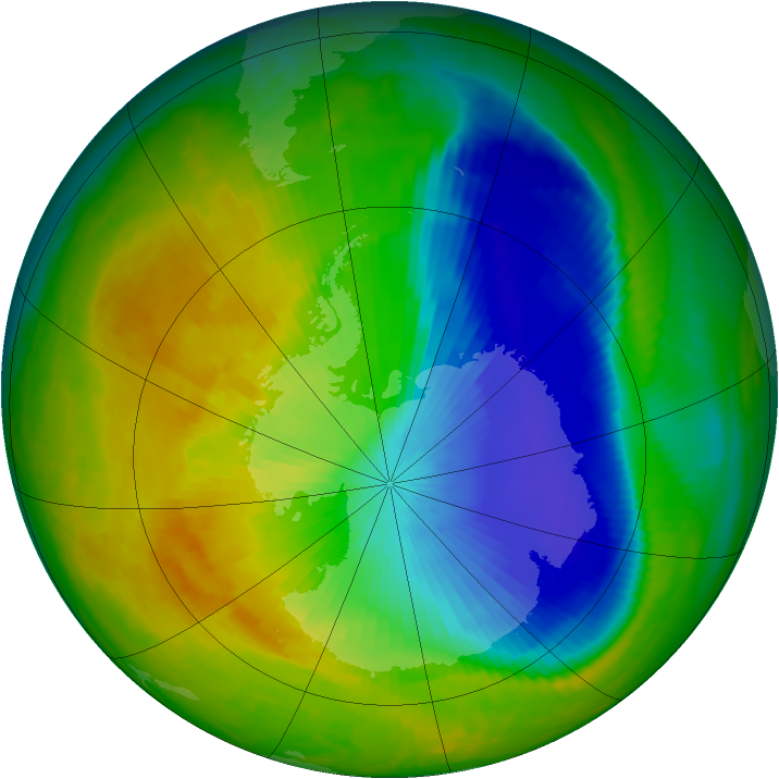 Antarctic ozone map for 02 November 2000